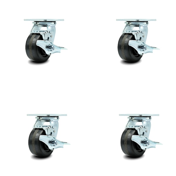 Greenlee Caster Set - GMX Cart -4 Swivel with Brake and Bolt-On Swivel Lock -SCC